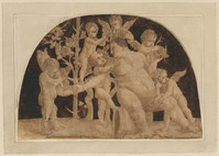 K III 009
<br/>
Bacchus of Silenus op wijnvat, omgeven door Eroten
<br/>
<em>Mantegna, Andrea (1431-1506) - kopie naar</em>